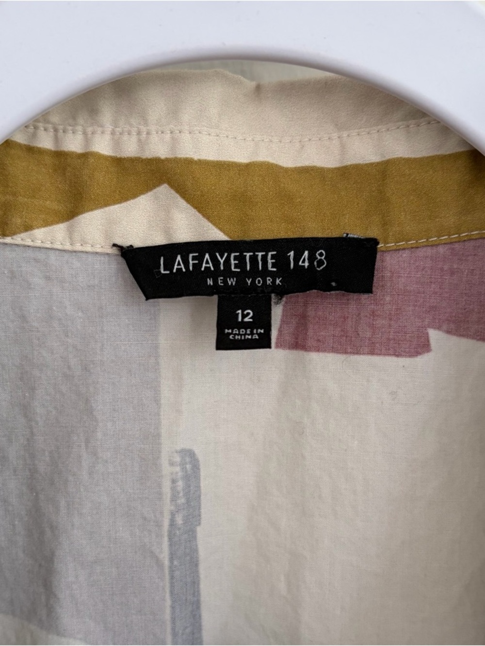 Lafayette 143 Abstract Geometric Print Sleeveless Button-Up Blouse, SZ 12 EUC - Picture 2 of 6